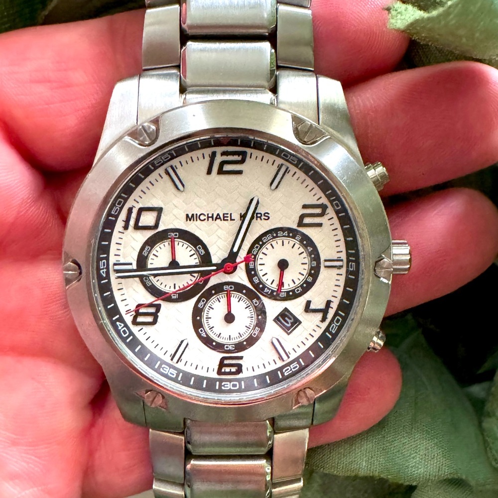 Michael Kors Men's Caine Stainless Steel Chronograph Watch (Model MK8472).